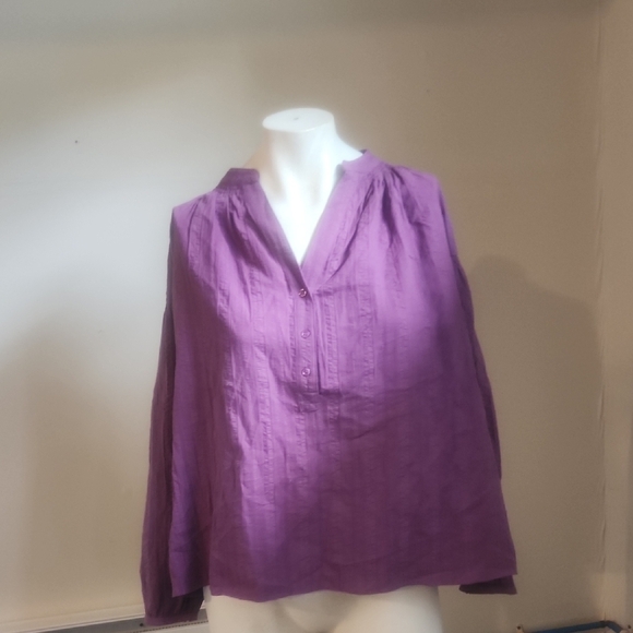 Vanessa Bruno Purple Mandarin Collar Blouse Relaxed Fit - Picture 4 of 6